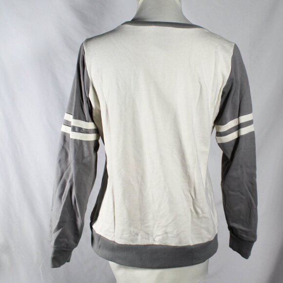 Studio Ghibli My Neighbor Totoro Womens Athletic Sweatshirt Gray & Cream Varsity - Picture 3 of 5